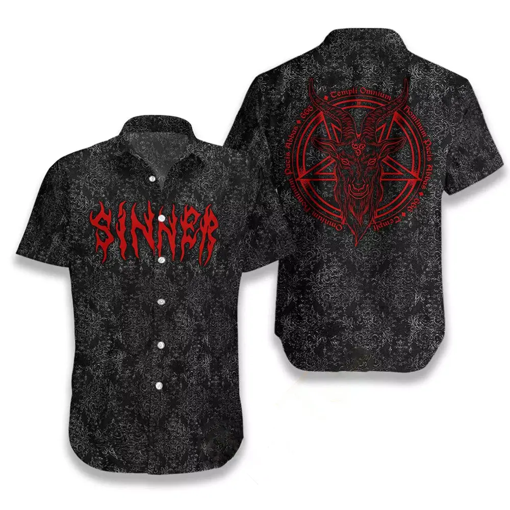 Sinner With Pentagram Goat Head Goth Hawaiian shirts