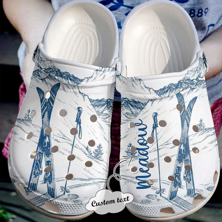 Skiing Personalized Winter Go Crocs Clog Shoes