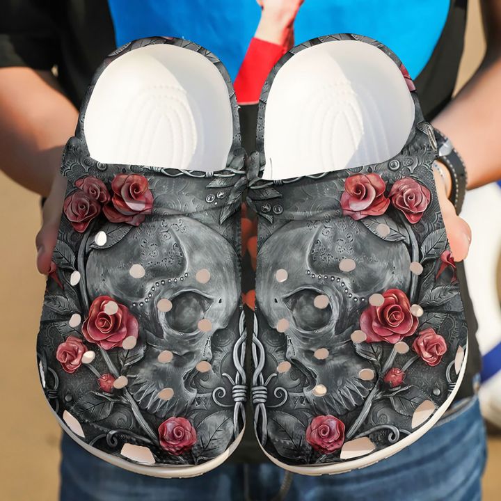 Skull A Kiss From The Rose Crocs Clog Shoes 13 Skull A Kiss From The Rose Crocs Clog Shoes