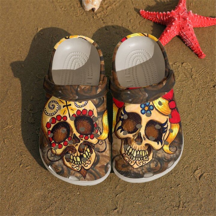 Skull Couple Crocs Clog Shoes