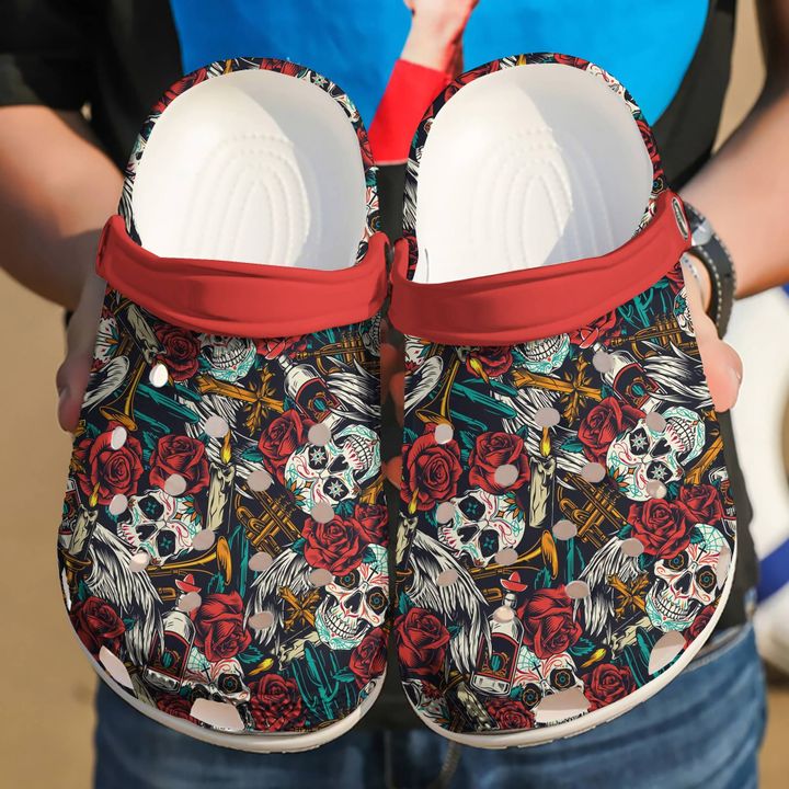 Skull Day Of The Dead Crocs Clog Shoes