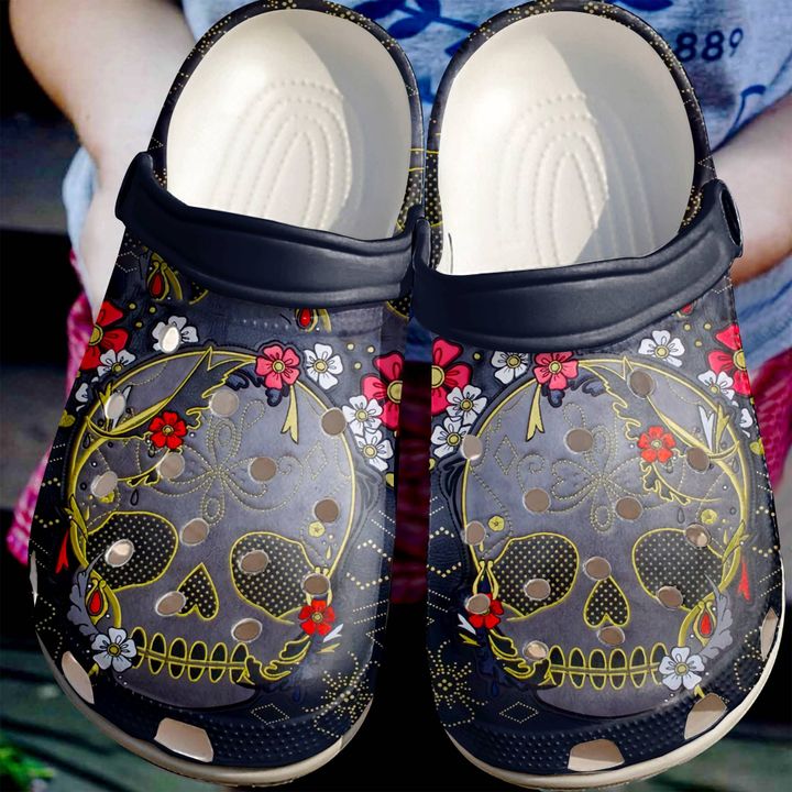 Skull Floral Crocs Clog Shoes