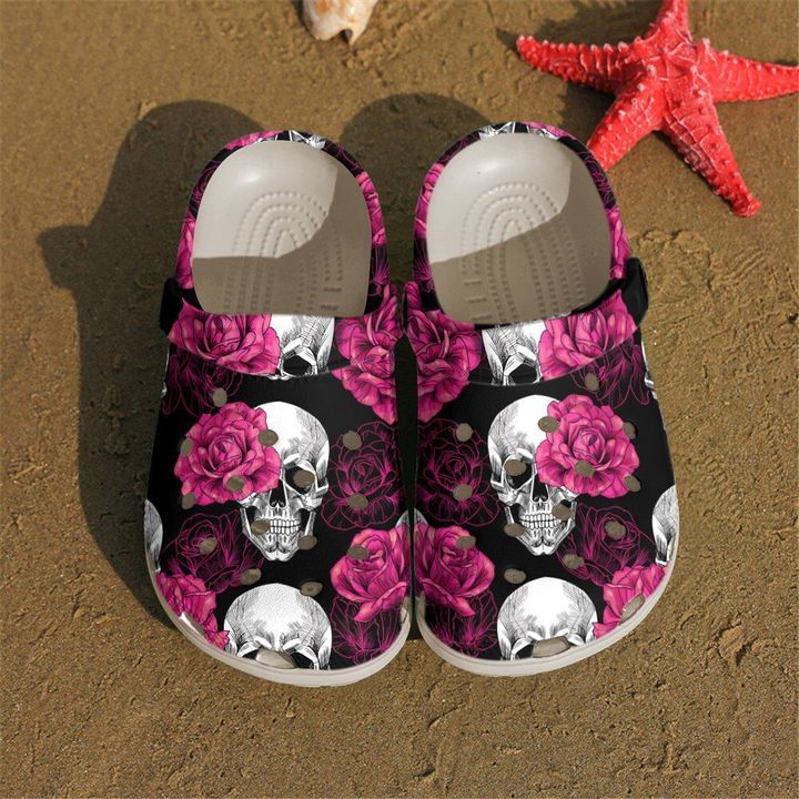 Skull Floral Crocs Clog Shoes 8 Skull Floral Crocs Clog Shoes