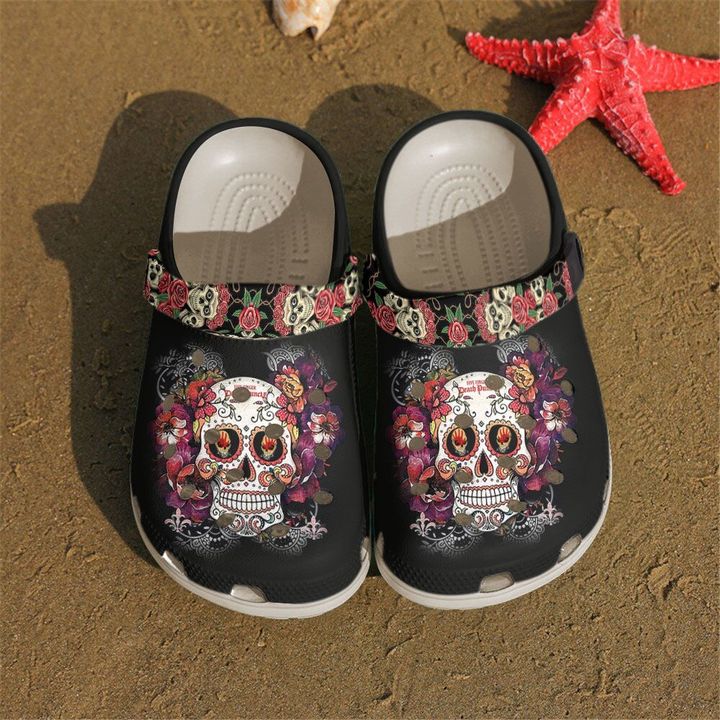 Skull Flower Crocs Clog Shoes