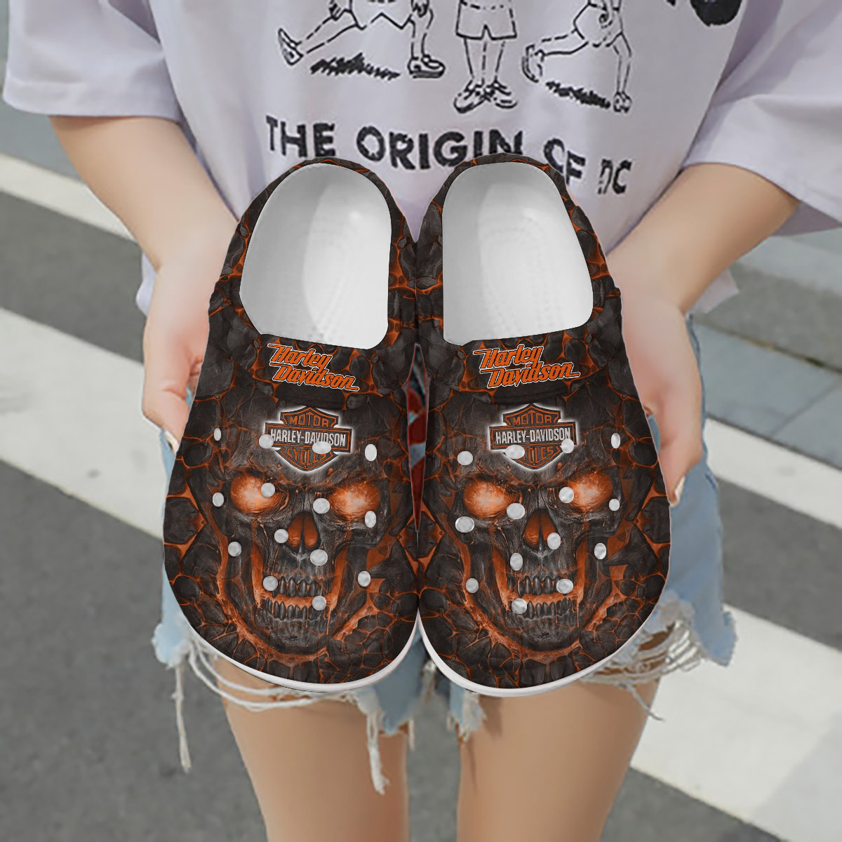 Skull Harley Davidson Crocs Clog Shoes