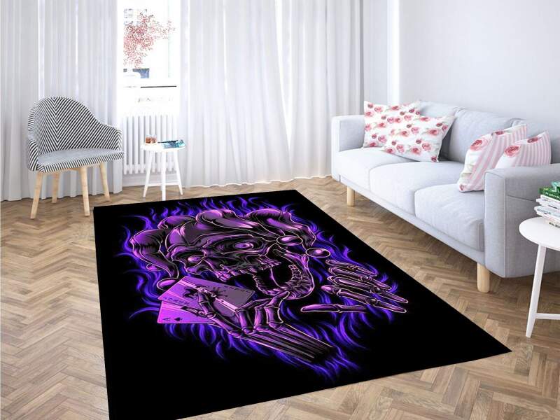 Purple Skull Joker Dark Background Rug