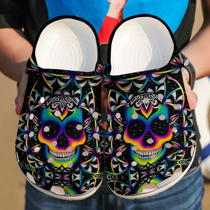 Skull Neon Crocs Clog Shoes