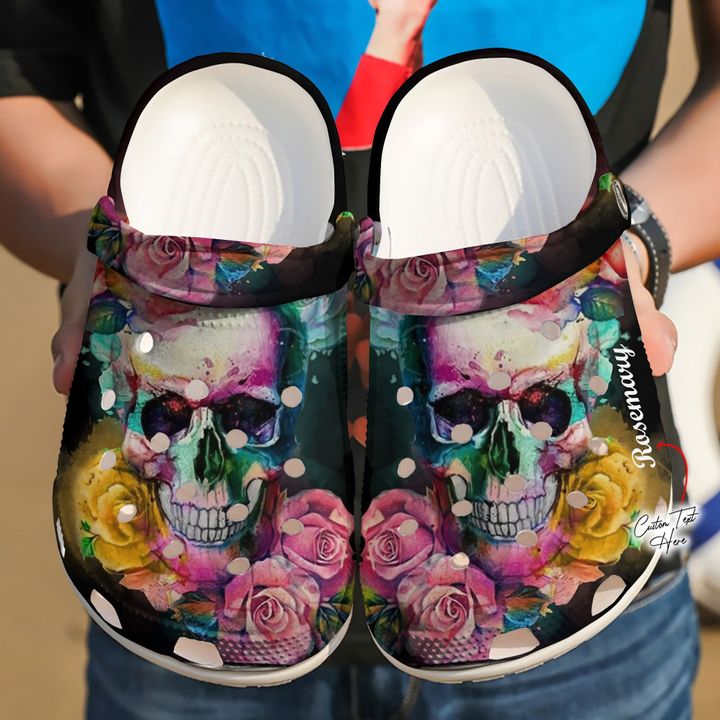 Skull Personalized Floral V2 Crocs Clog Shoes 14 Skull Personalized Floral V2 Crocs Clog Shoes