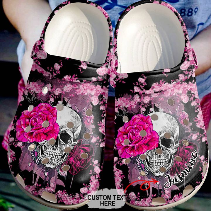 Skull Personalized Rose Crocs Clog Shoes
