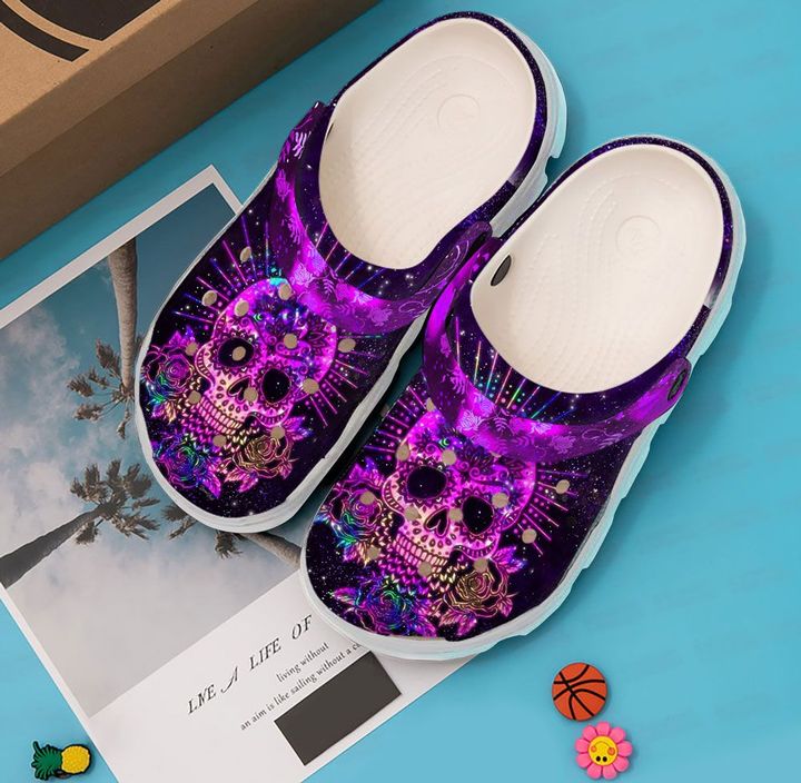 Skull Purple Crocs Clog Shoes 14 Skull Purple Crocs Clog Shoes