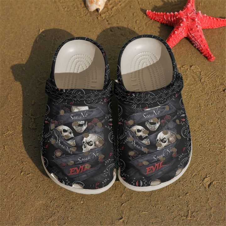 Skull See Speak Hear Crocs Clog Shoes