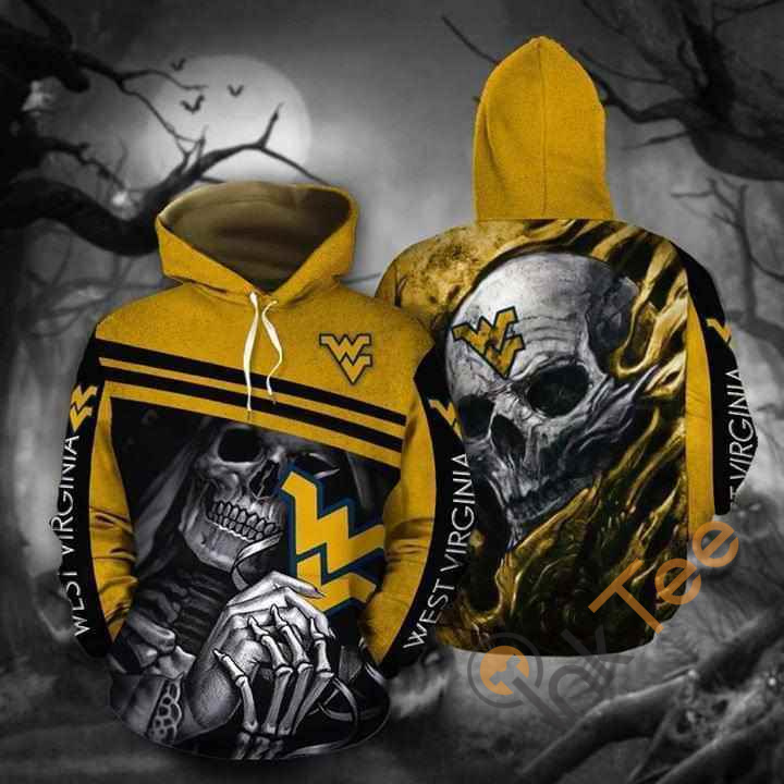 Skull West Virginia Mountaineers Hoodie 3d 1 Skull West Virginia Mountaineers Hoodie 3d