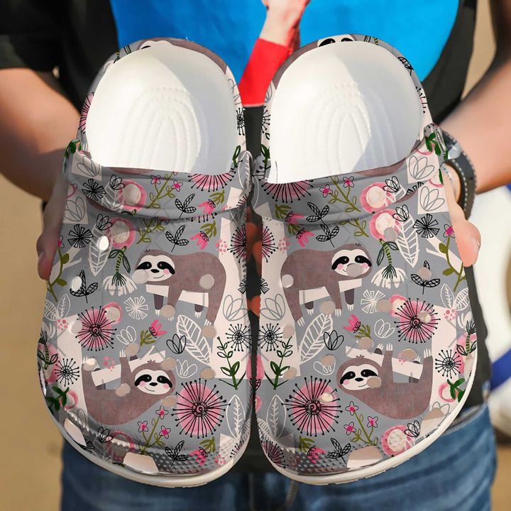 Sloth Florals Crocs Clog Shoes