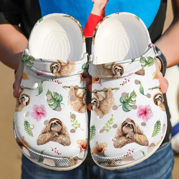 Sloth Hibiscus Crocs Clog Shoes 6 Sloth Hibiscus Crocs Clog Shoes