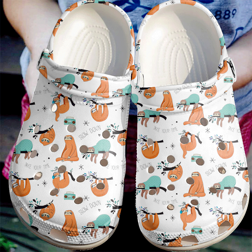 Sloth Take Your Time Collection Crocs Clog Shoes