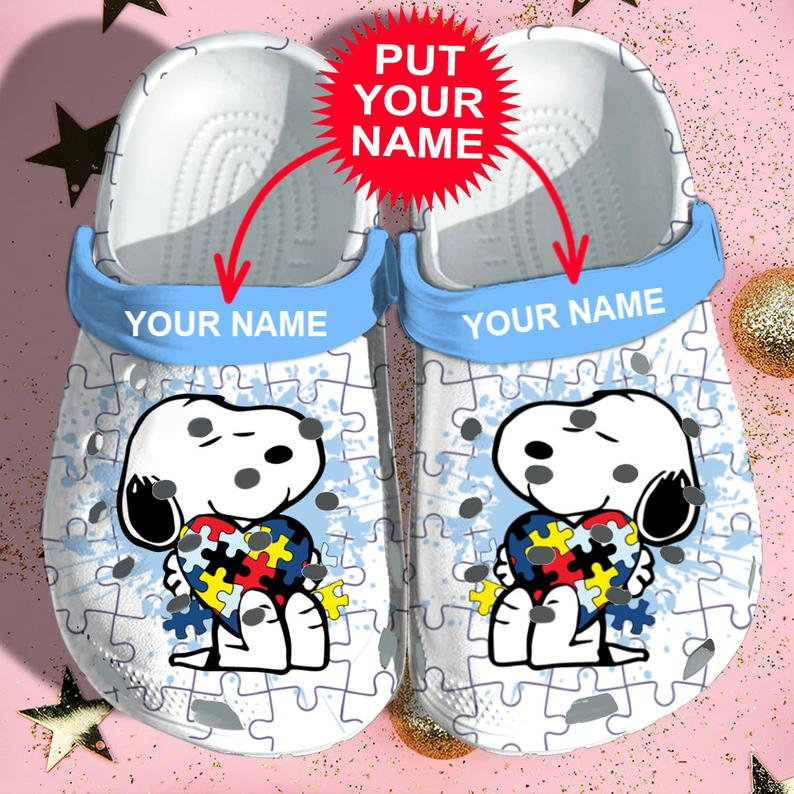 Unique Custom Personalized Name Snoopy Autism Crocs Clog Shoes