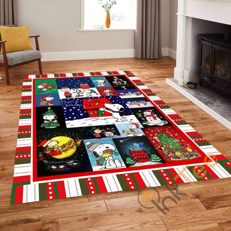 Snoopy Disney Peanut Christmas For Living Room Kitchen Bedroom Rug
