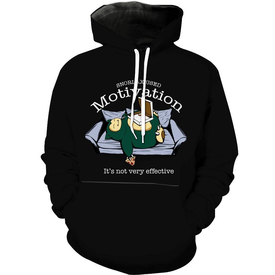 Snorlax Motivation Black Pokemon Hoodie 3D