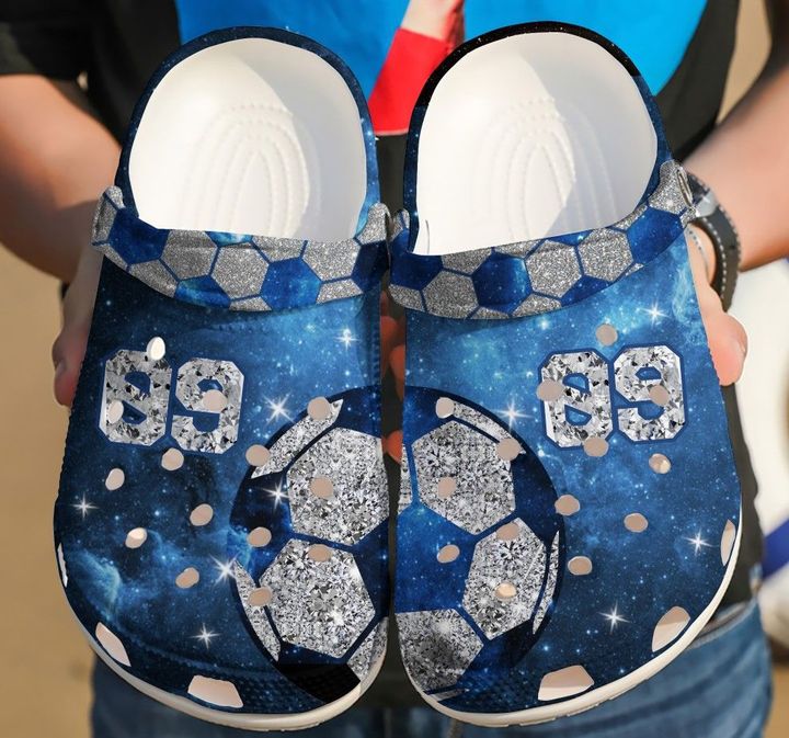 Soccer Personalized Diamond Blue Galaxy Crocs Clog Shoes 1 Soccer Personalized Diamond Blue Galaxy Crocs Clog Shoes