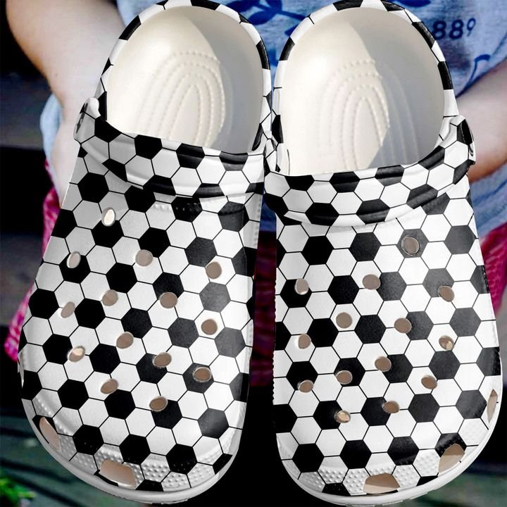 Soccer Seamless Black And White Crocs Clog Shoes 3 Soccer Seamless Black And White Crocs Clog Shoes