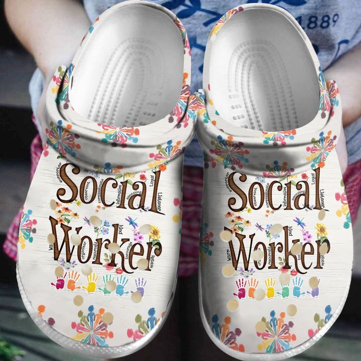 Social Worker Floral Crocs Clog Shoes 1 Social Worker Floral Crocs Clog Shoes