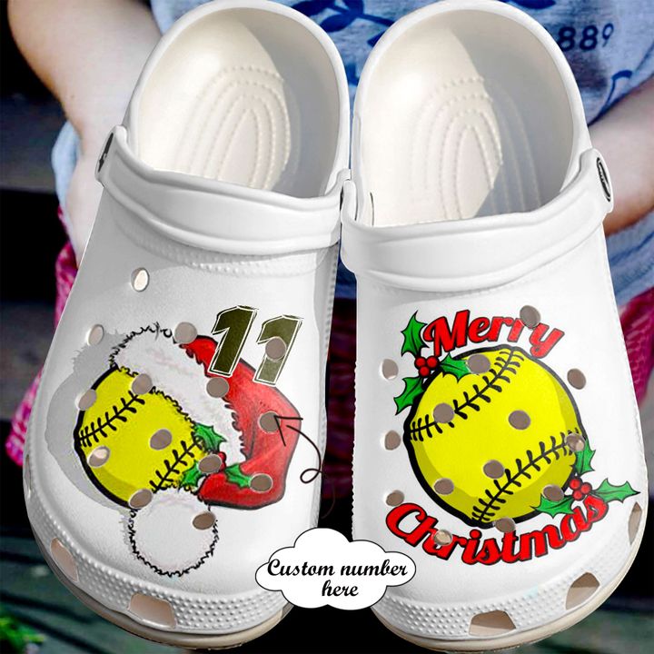 Softball Christmas Crocs Clog Shoes