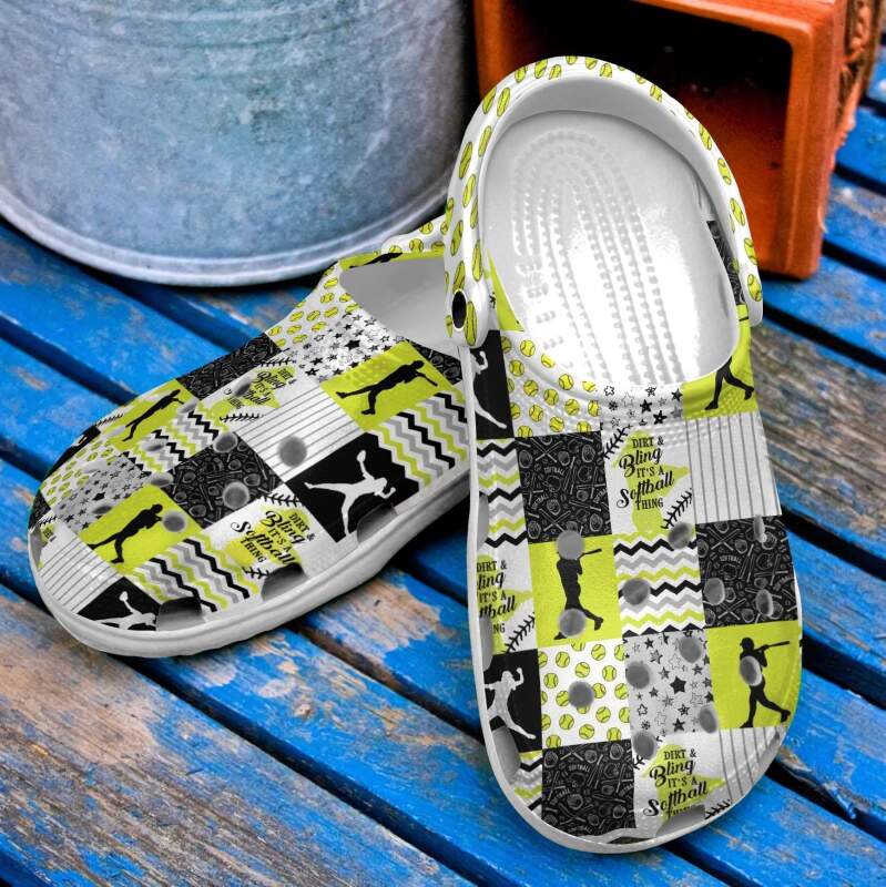 Softball Dirt And Bling Crocs Clog Shoes