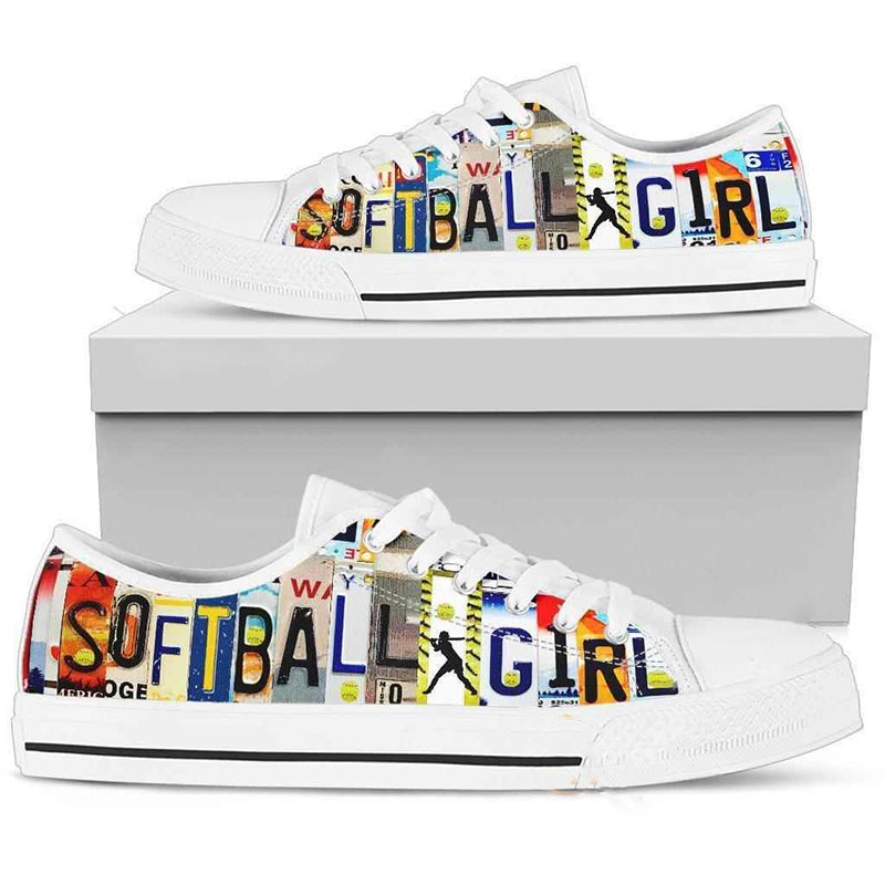 3D Softball Girl Low Top Shoes