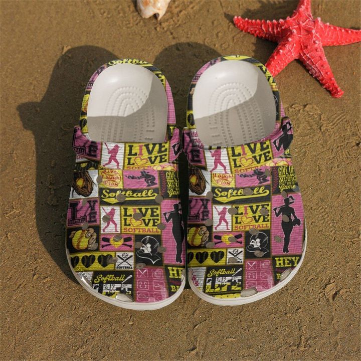 Softball Live Love Crocs Clog Shoes 9 Softball Live Love Crocs Clog Shoes