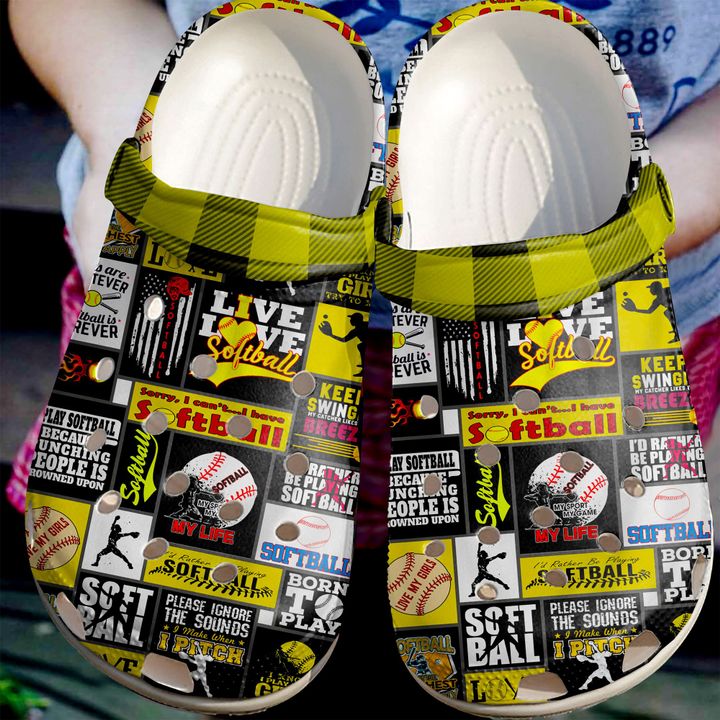 Softball Live Love Crocs Clog Shoes