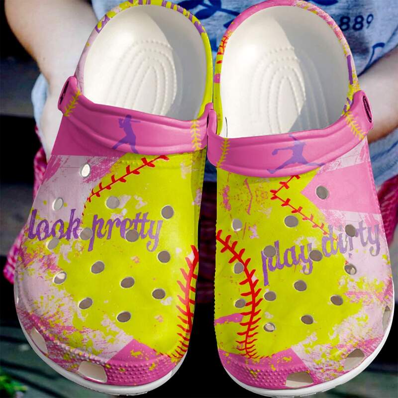 Softball Look Pretty Play Dirty Crocs Clog Shoes 4 Softball Look Pretty Play Dirty Crocs Clog Shoes