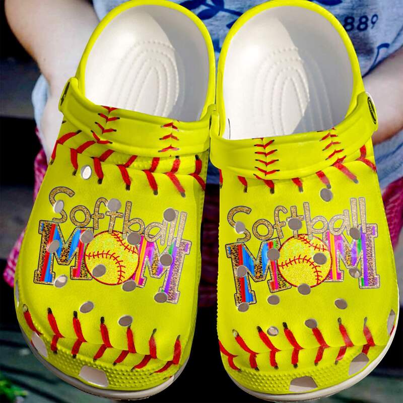 Softball Mom Leopard Crocs Clog Shoes