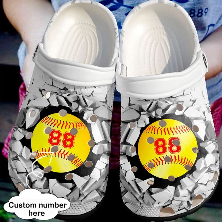 Softball Personalized Broken Wall Crocs Clog Shoes