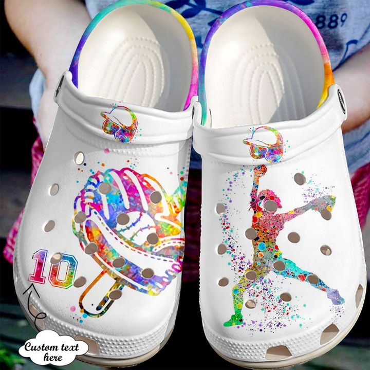 Softball Personalized Colourful Girl Crocs Clog Shoes