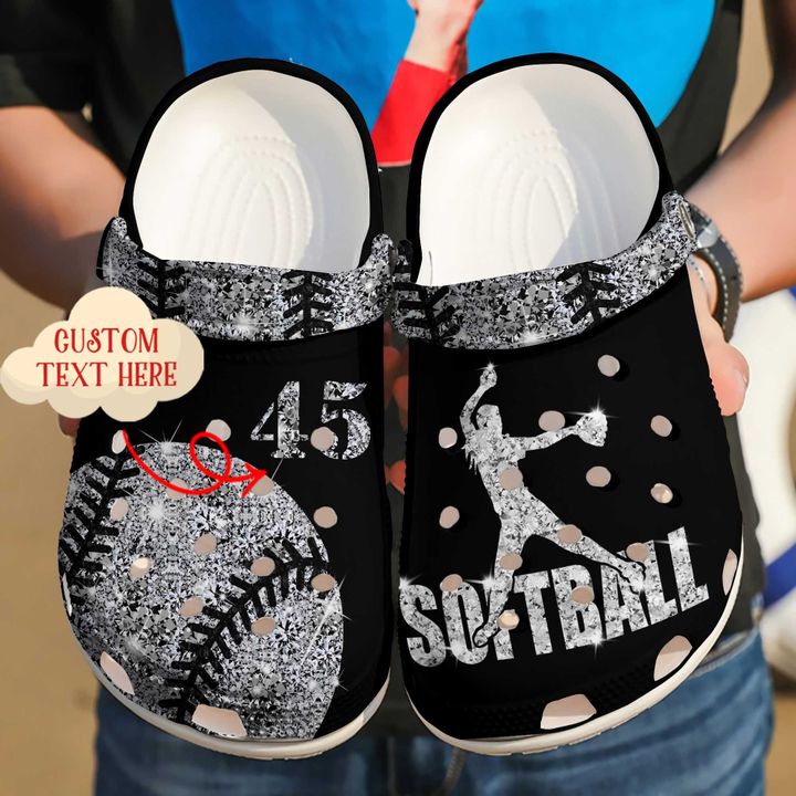 Softball Personalized Diamond Crocs Clog Shoes