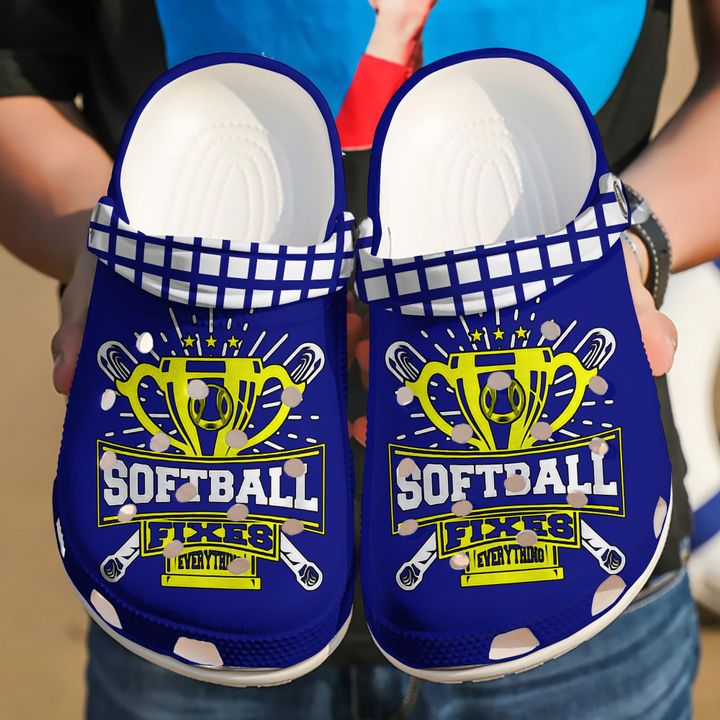 Softball Personalized Fixes Everything Crocs Clog Shoes