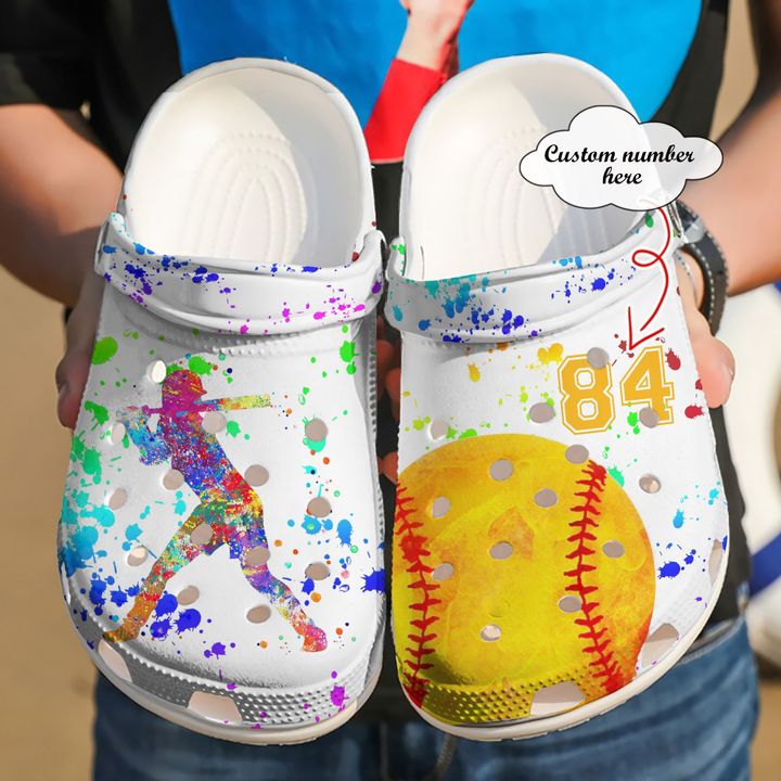 Softball Personalized Girl Loves Crocs Clog Shoes