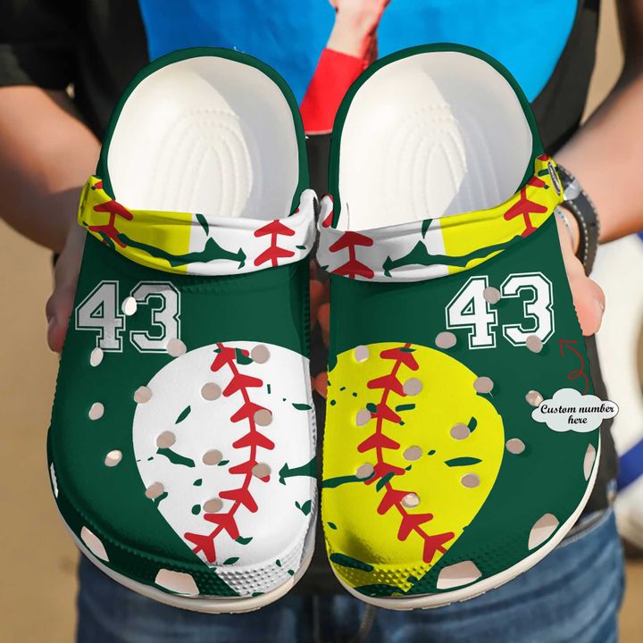 Softball Personalized Heart Crocs Clog Shoes 2 Softball Personalized Heart Crocs Clog Shoes