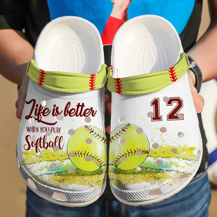 Softball Personalized Life Is Better Crocs Clog Shoes