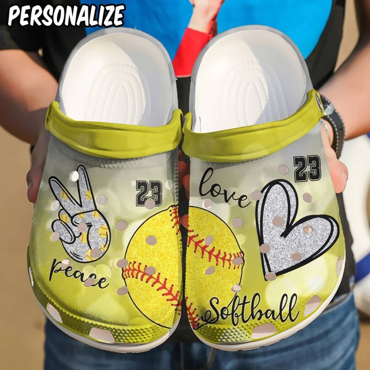 Softball Personalized Makes Me Happy Crocs Clog Shoes