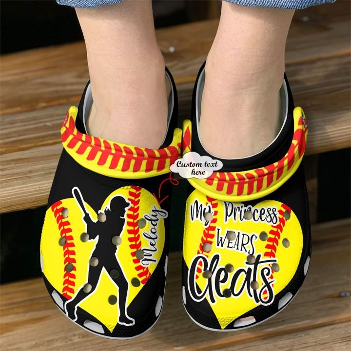 Softball Personalized My Princess Wears Cleats Crocs Clog Shoes 4 Softball Personalized My Princess Wears Cleats Crocs Clog Shoes