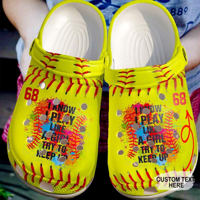 Softball Personalized Play Like A Girl Crocs Clog Shoes