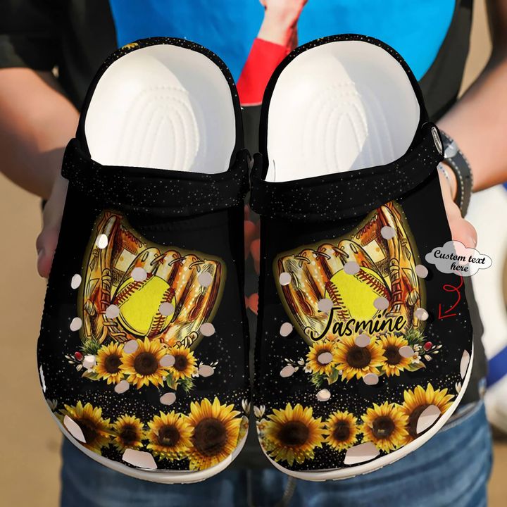 Softball Personalized Sunflower Crocs Clog Shoes