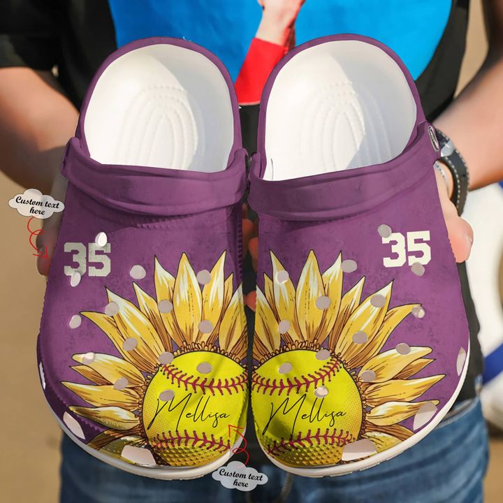Softball Personalized Sunflower Crocs Clog Shoes