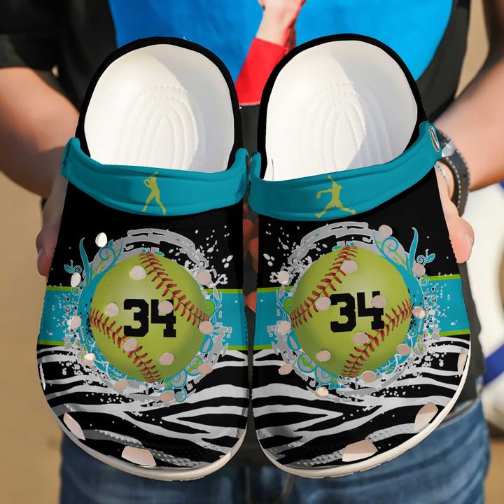 Softball Personalized Zebra N Crocs Clog Shoes