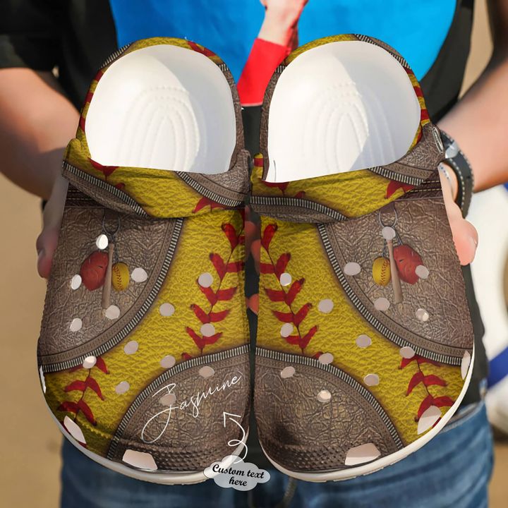 Softball Personalized Zipper Crocs Clog Shoes