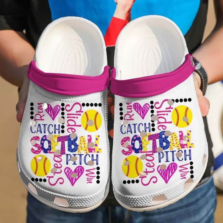 Softball Run Catch Slide Steal Pitch Win Crocs Clog Shoes