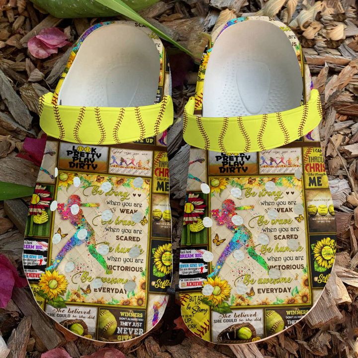 Softball Strong Brave Humble Crocs Clog Shoes
