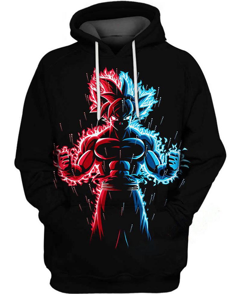 Son Goku Blue Red Hoodie 3D