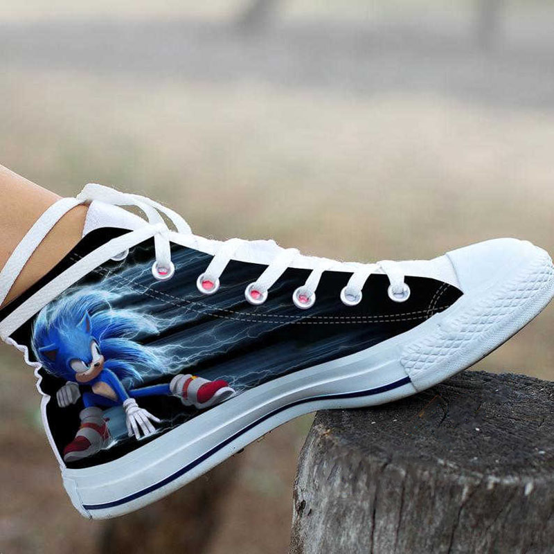 Sonic Custom The Hedgehog Cartoon Animated Movie High Top Shoes